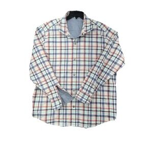 Tommy Bahama Shirt Mens White Blue Red Canyon Beach Flannel SNAP‎